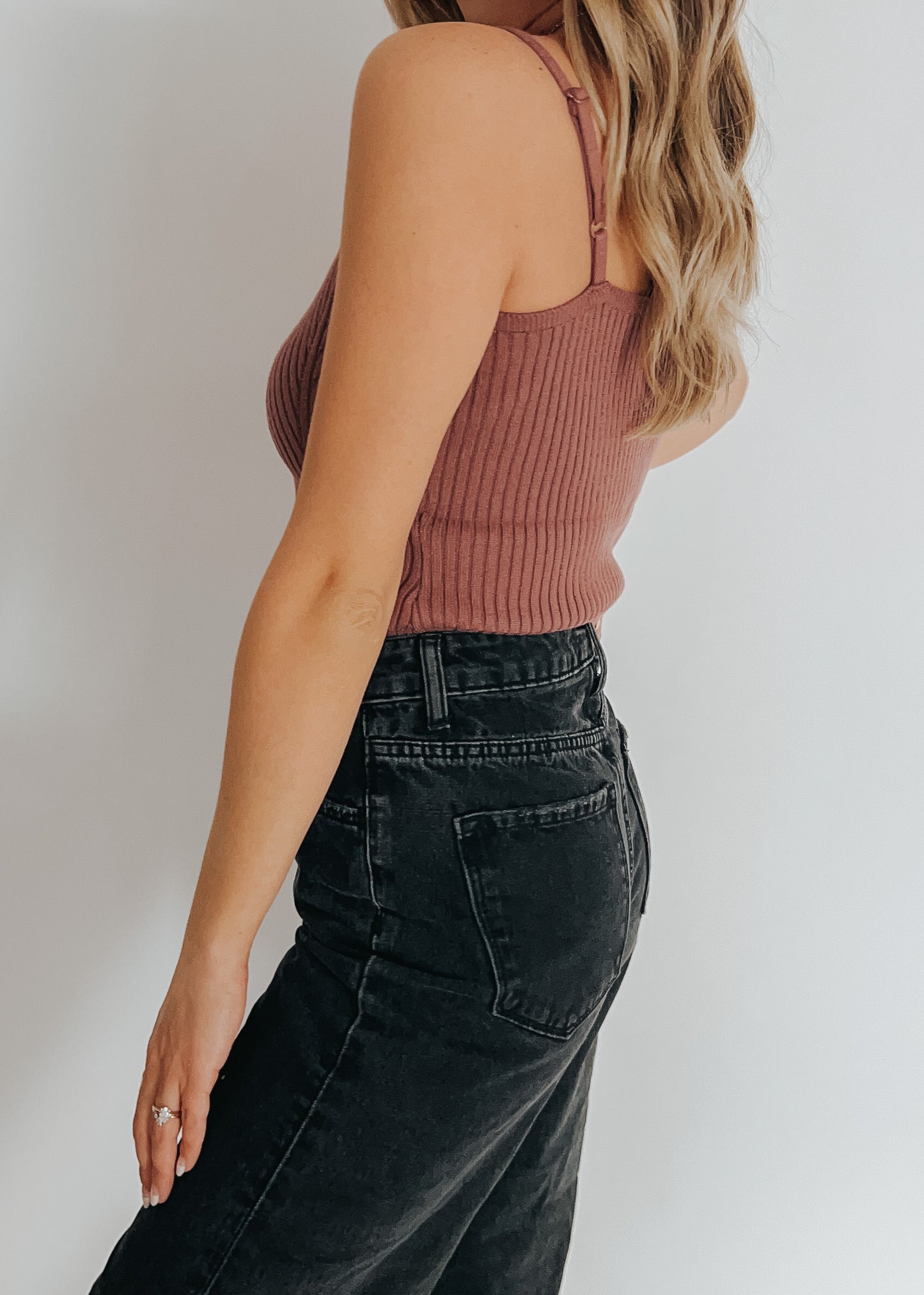 ribbed tank- dusty mauve