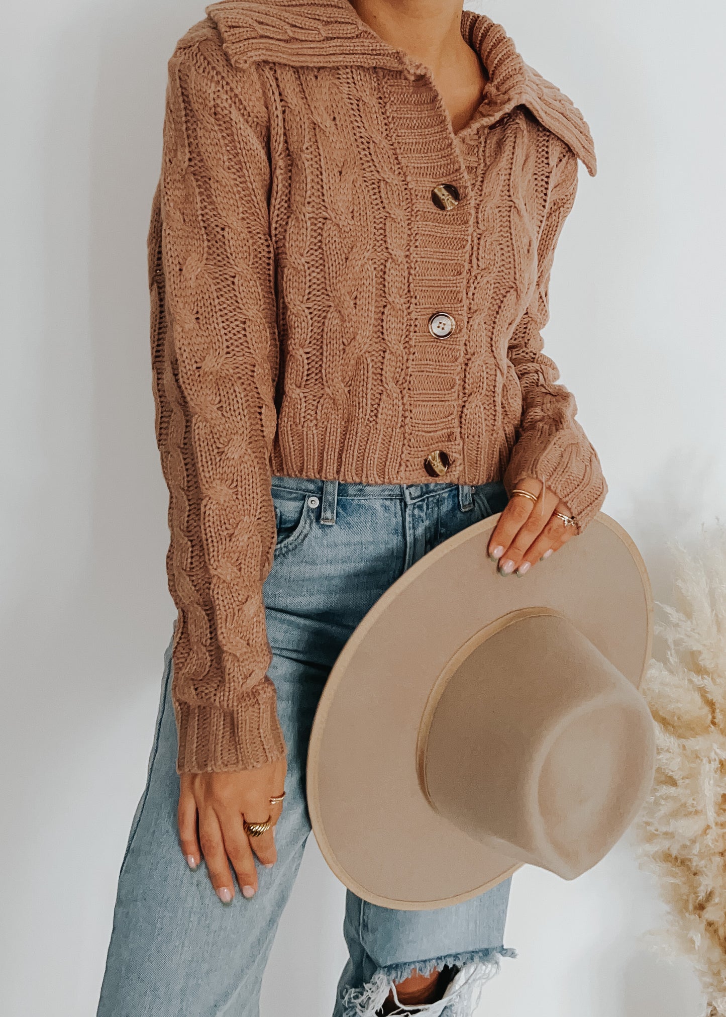 cropped cableknit cardi