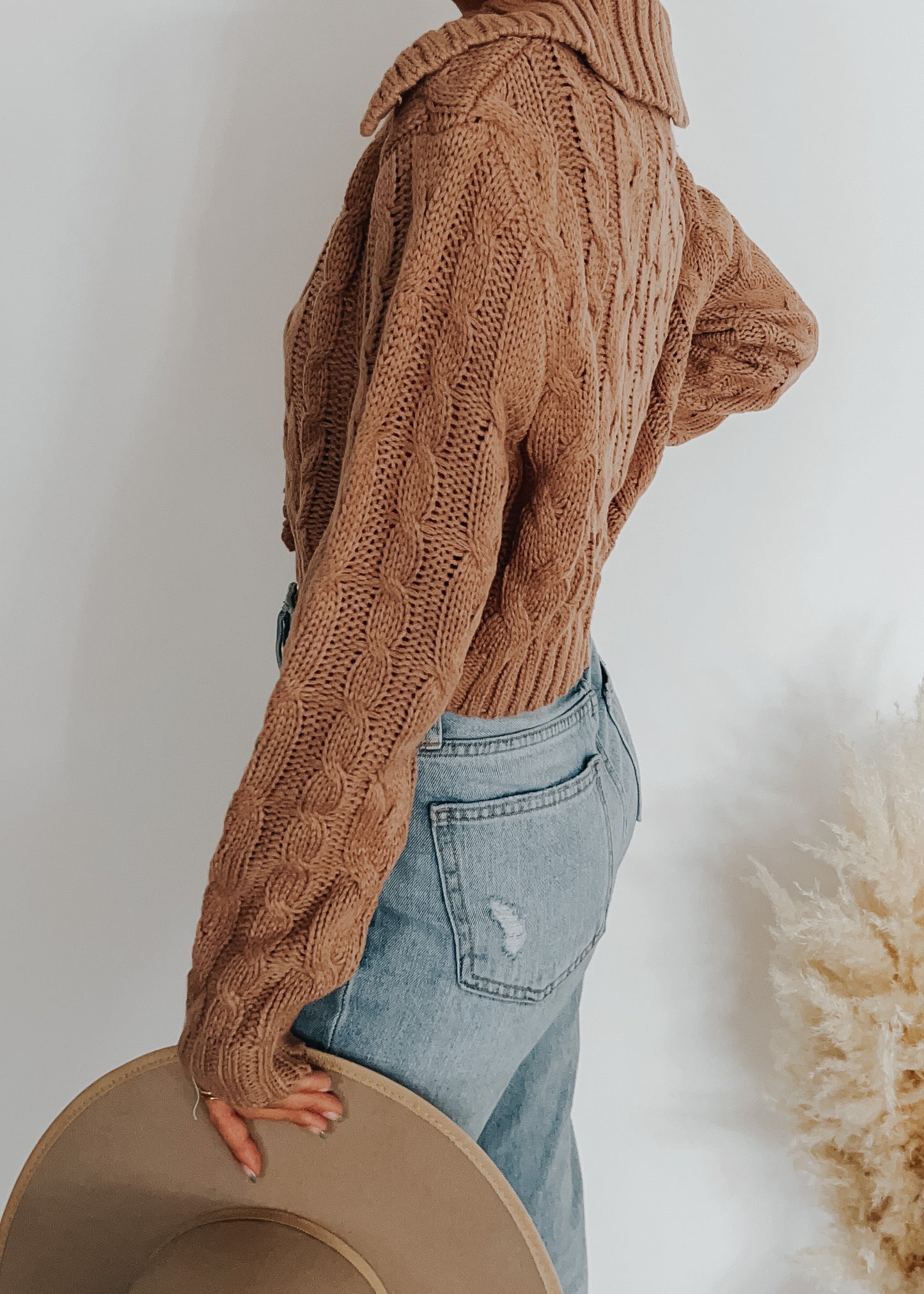 cropped cableknit cardi
