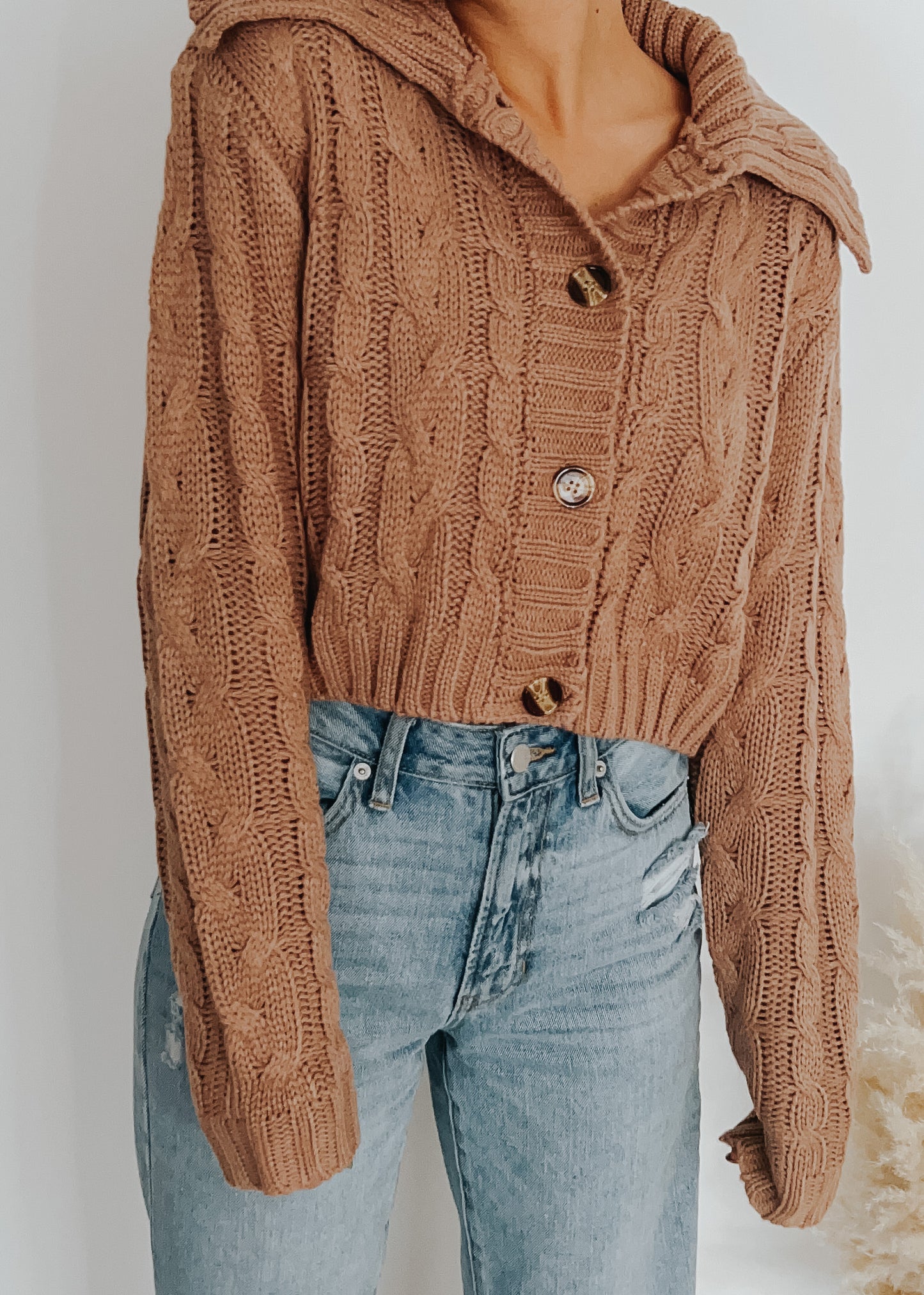 cropped cableknit cardi