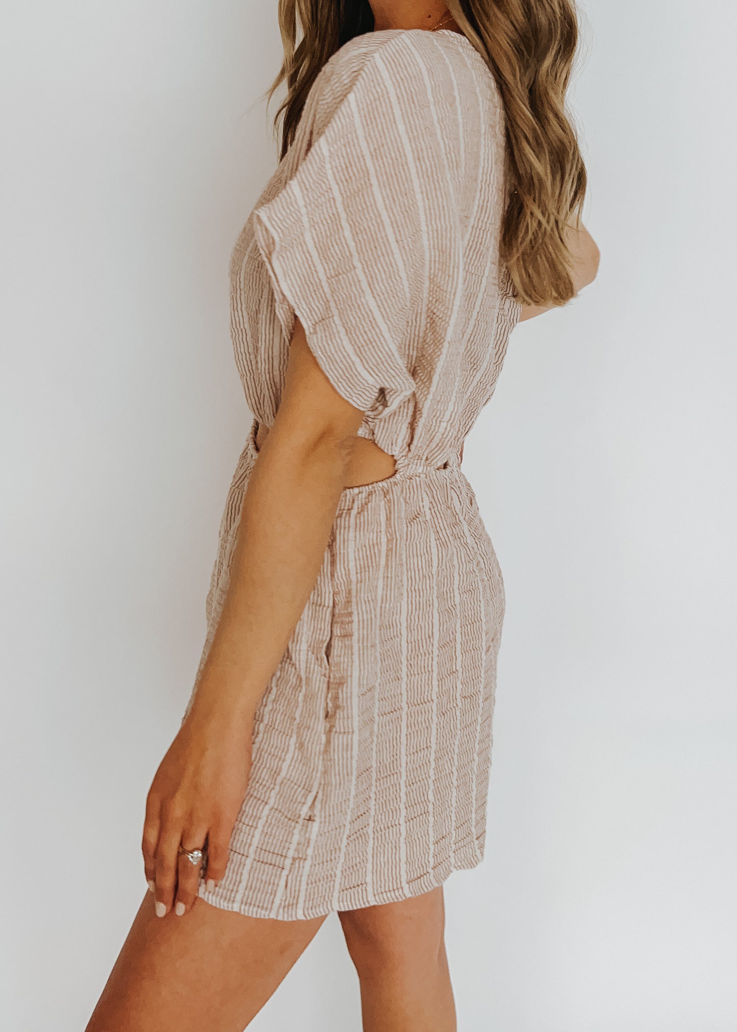 cutout striped romper