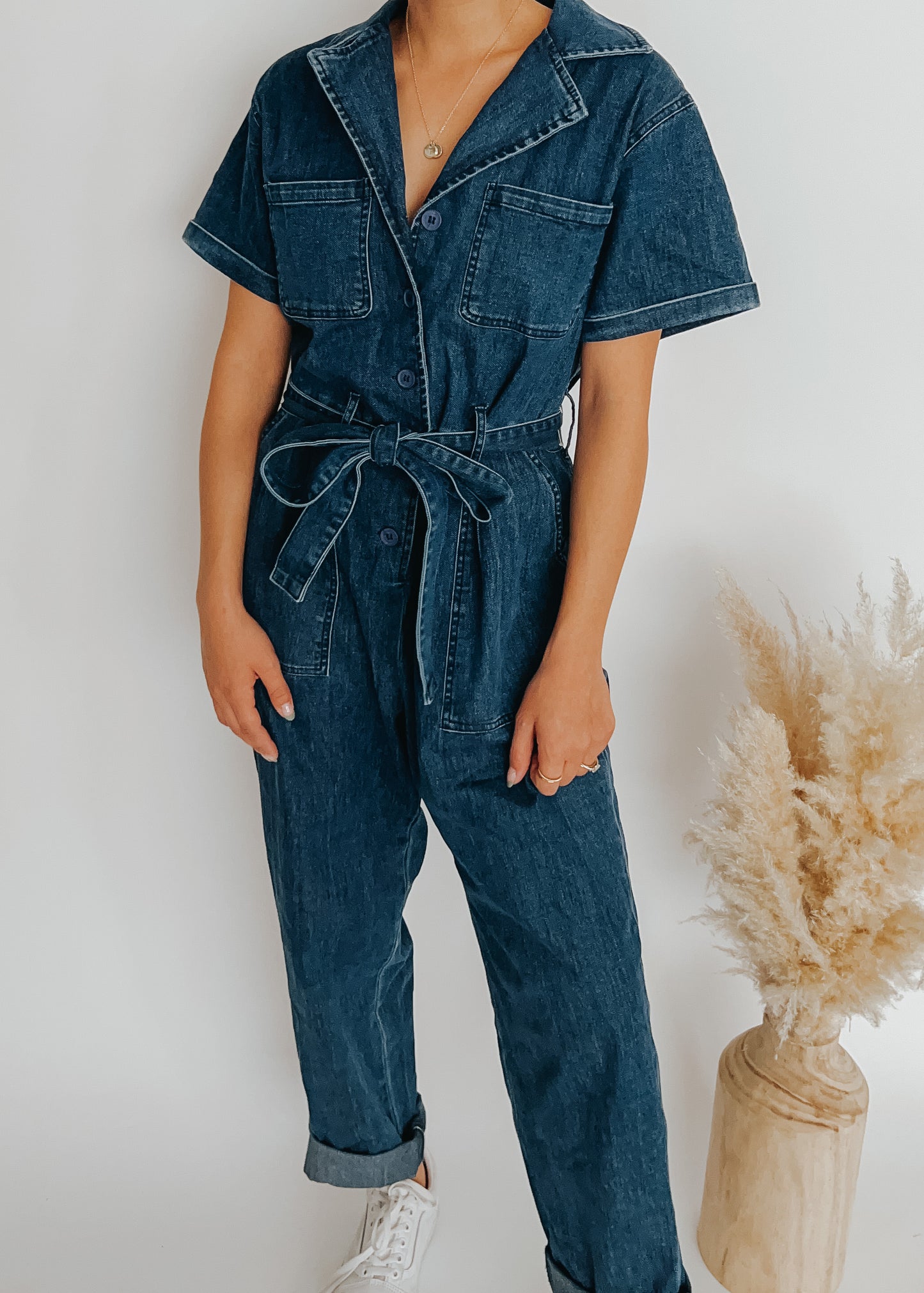 front tie denim jumper