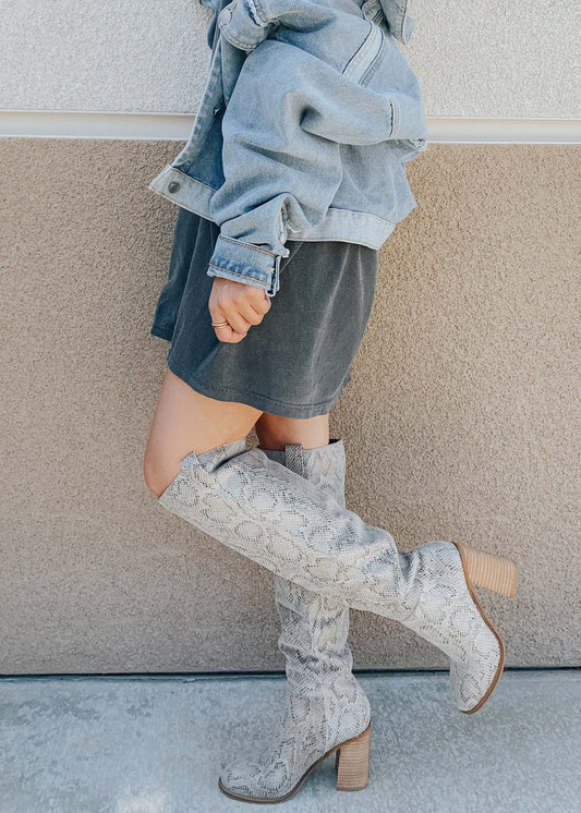 snakeskin otk boots - grey