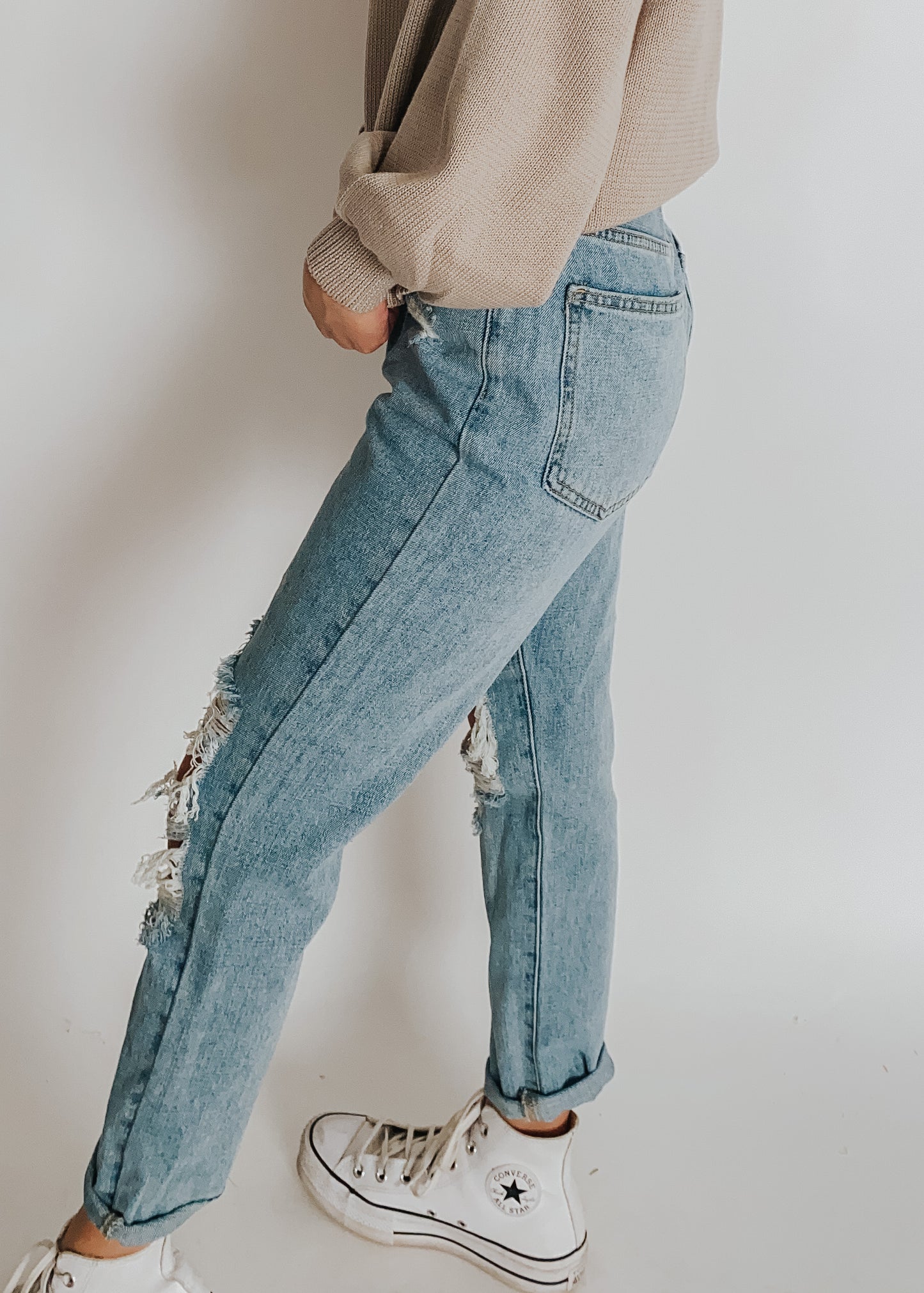 distressed mom jeans