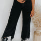 distressed wide leg denim - black