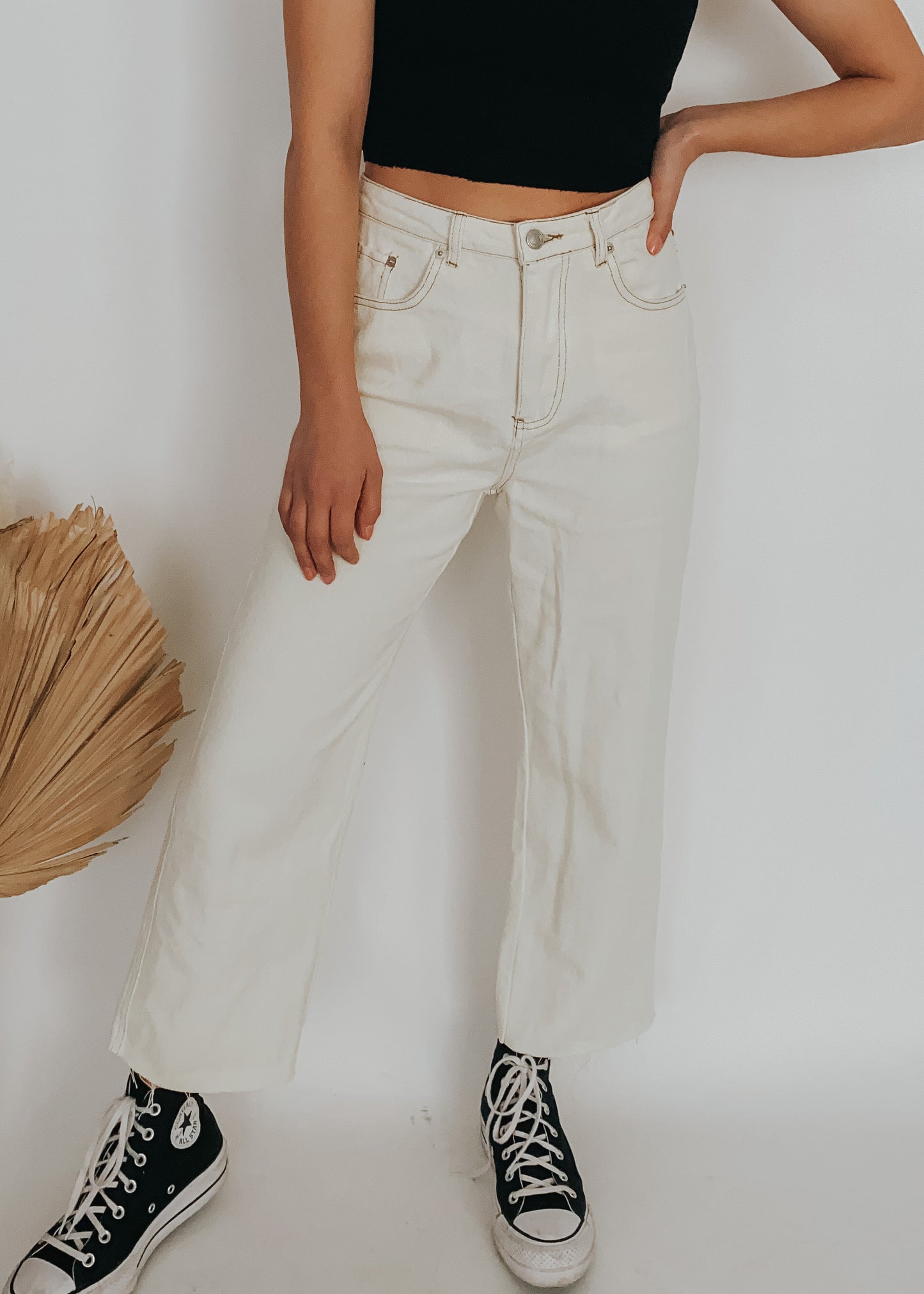 twill cropped pants