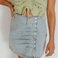 snap button denim skirt