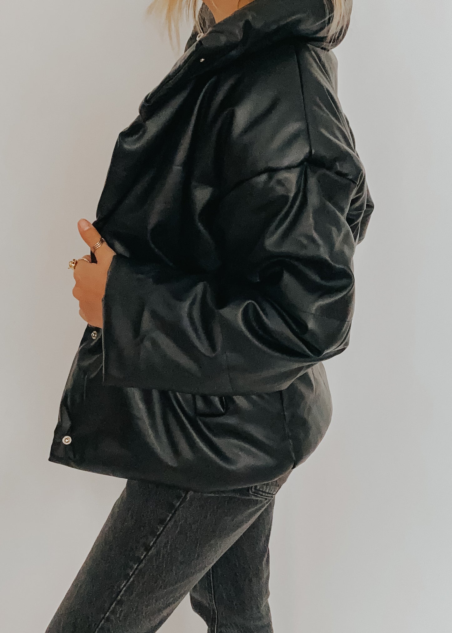 leather puffer jacket