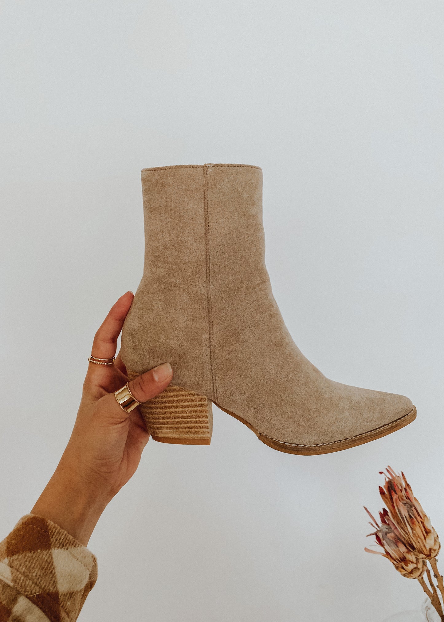 taupe suede booties