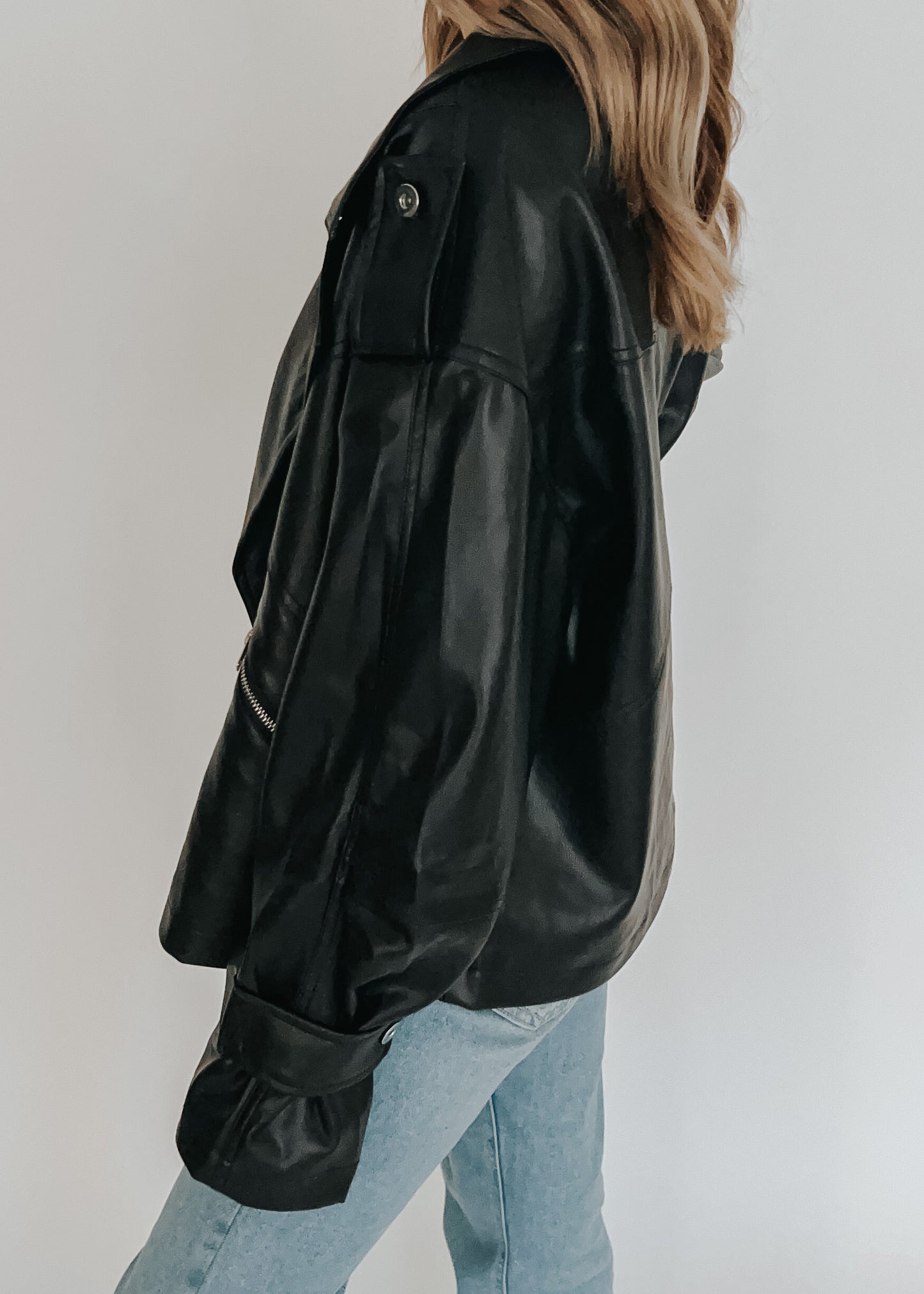 oversized leather jacket