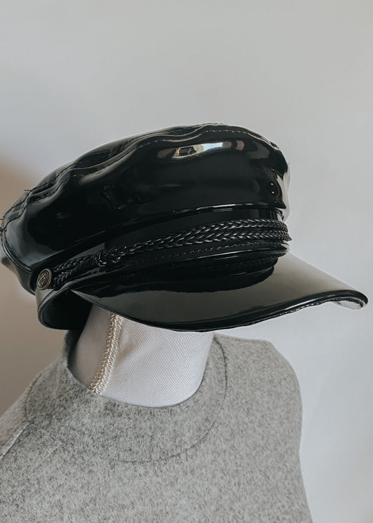 baker boy hat - patent leather