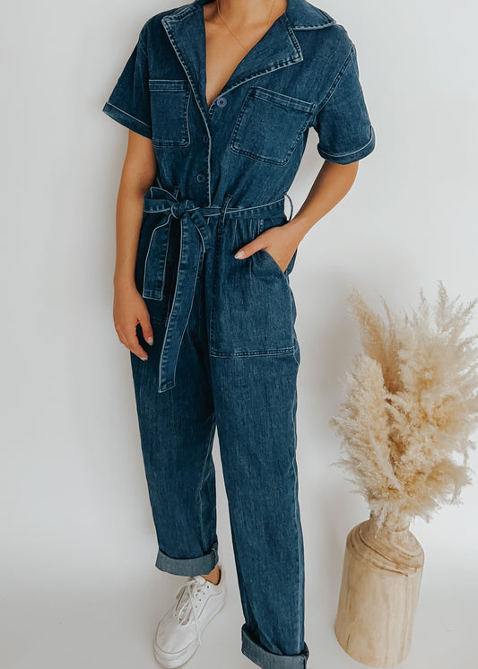 front tie denim jumper