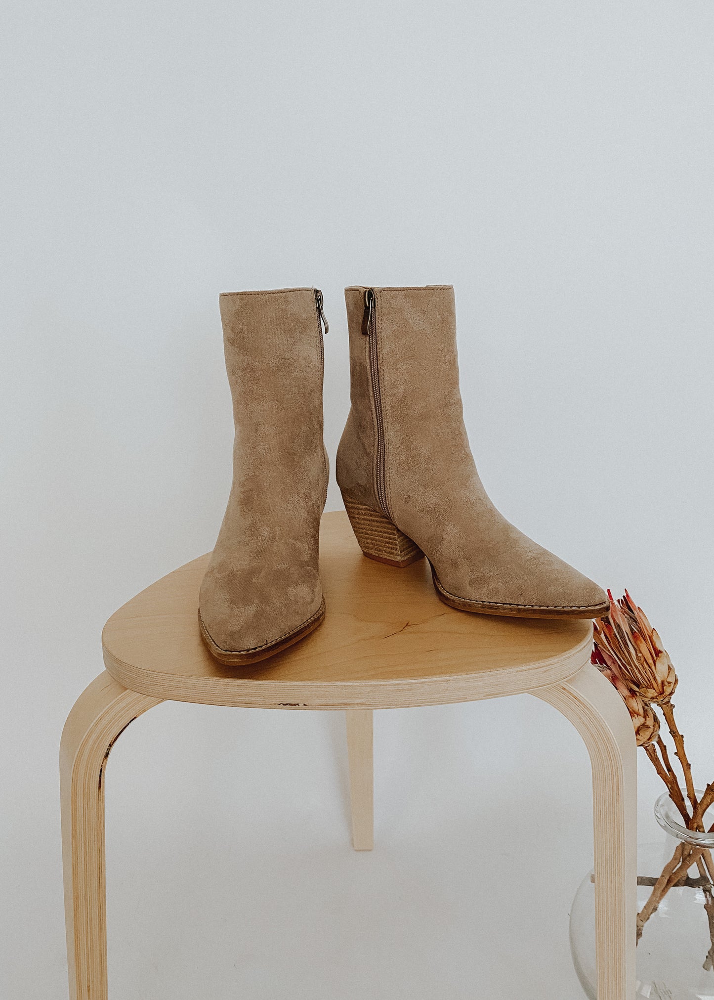 taupe suede booties