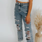 distressed straight denim