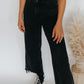 distressed wide leg denim - black
