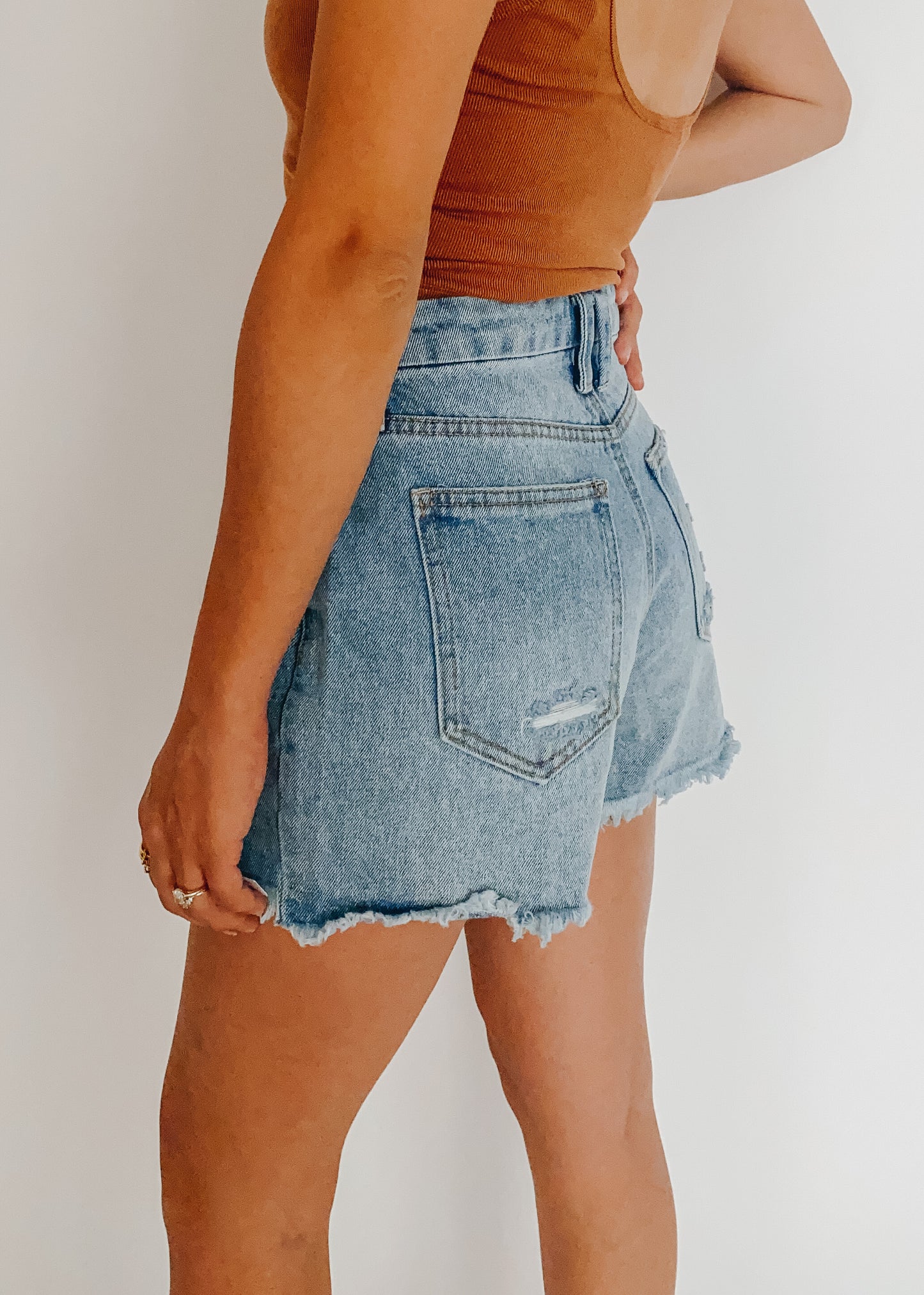 high rise 90s denim shorts